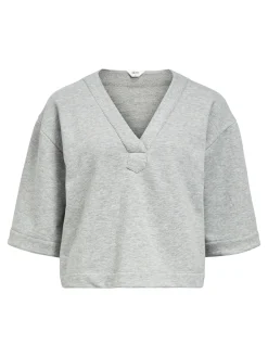 OBJECT Toppar*KORTÄRMAD SWEATSHIRT Light Grey Melange