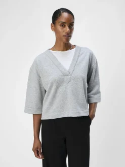 OBJECT Toppar*KORTÄRMAD SWEATSHIRT Light Grey Melange
