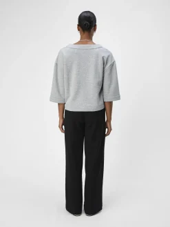 OBJECT Toppar*KORTÄRMAD SWEATSHIRT Light Grey Melange