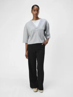 OBJECT Toppar*KORTÄRMAD SWEATSHIRT Light Grey Melange