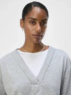 OBJECT Toppar*KORTÄRMAD SWEATSHIRT Light Grey Melange