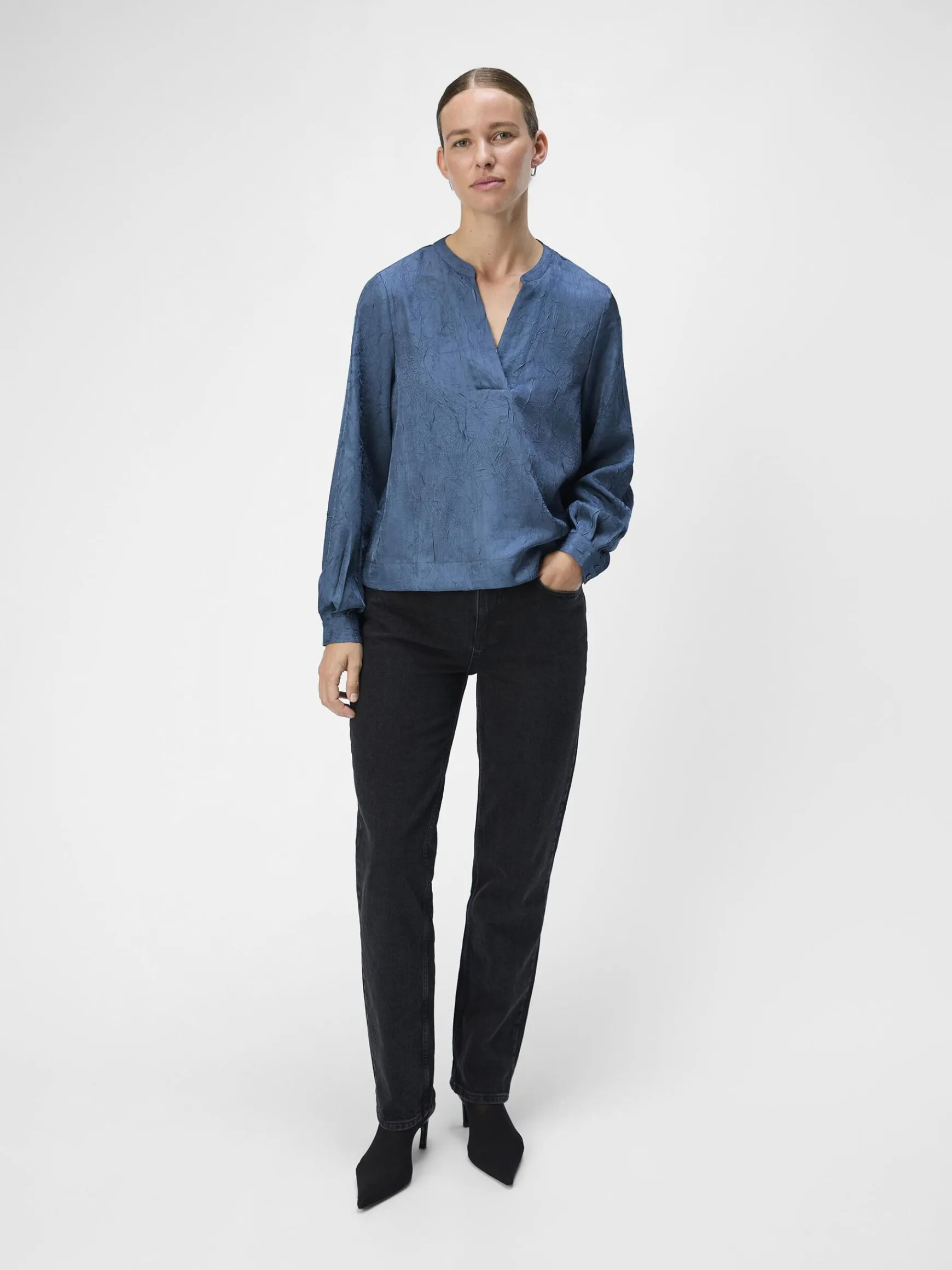 OBJECT Skjortor|Toppar*KRINKLAD BLUS Bering Sea