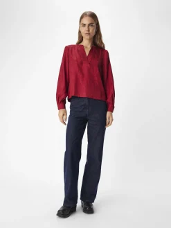 OBJECT Skjortor|Toppar*KRINKLAD BLUS Red Dahlia