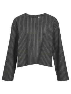 OBJECT Skjortor*KRITSTRECKSRANDIGA TOPP Dark Grey Melange