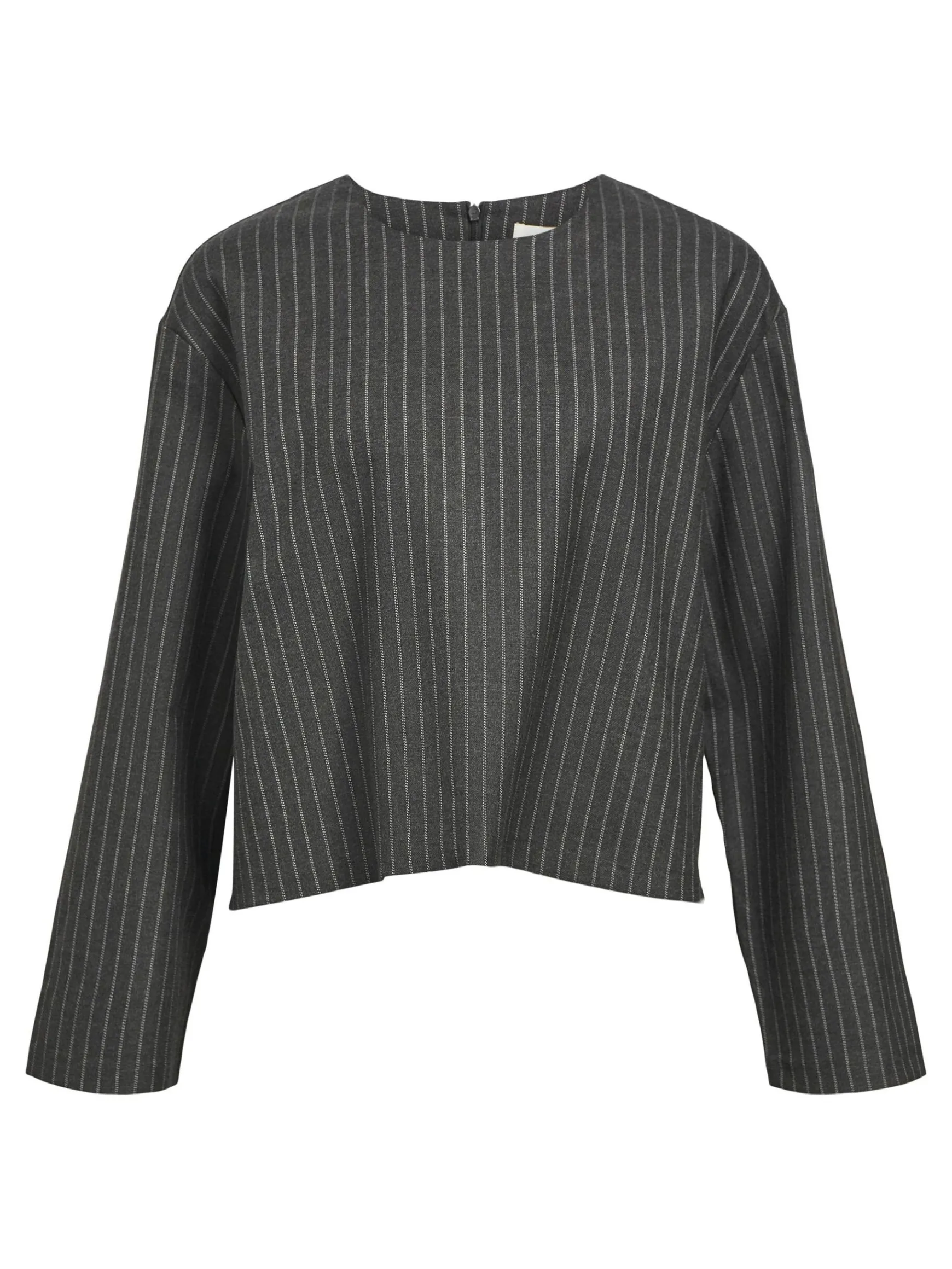 OBJECT Skjortor*KRITSTRECKSRANDIGA TOPP Dark Grey Melange