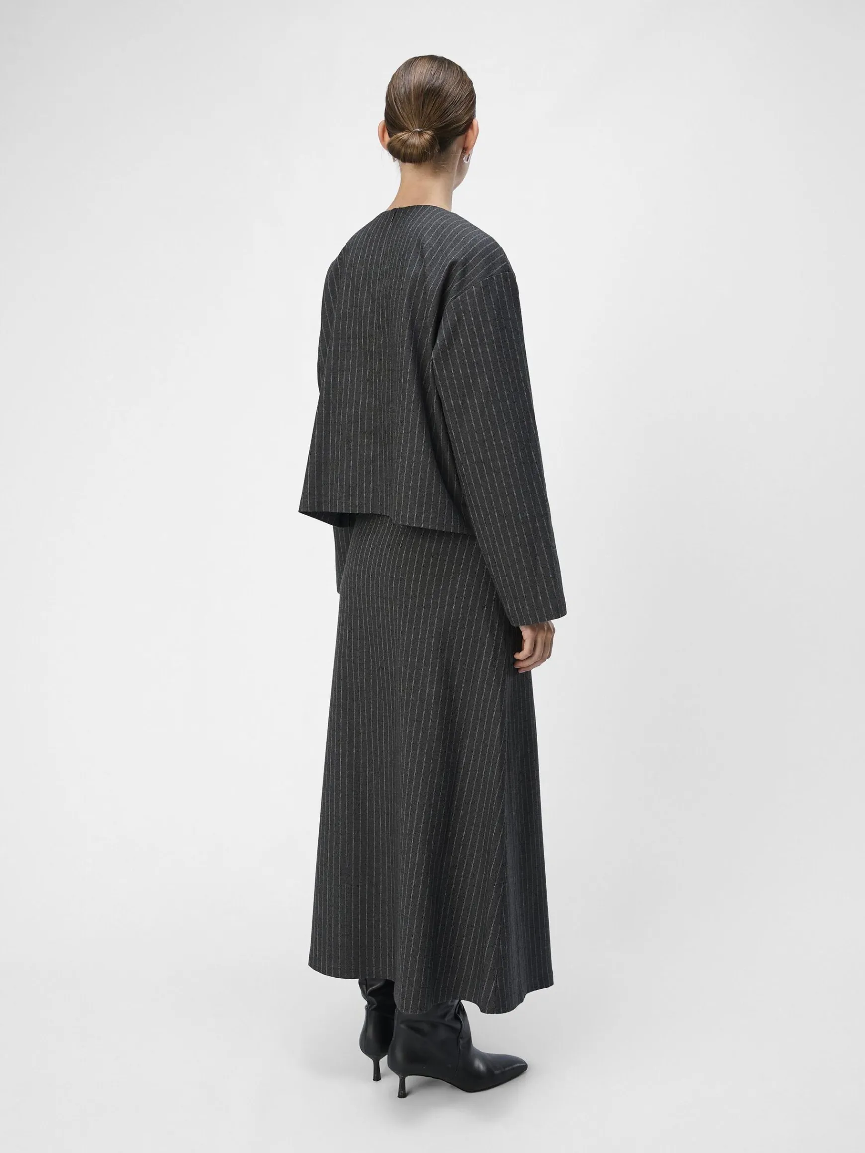 OBJECT Skjortor*KRITSTRECKSRANDIGA TOPP Dark Grey Melange
