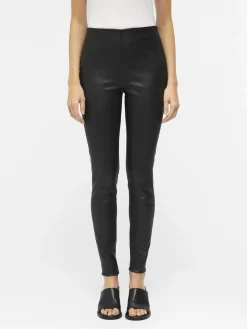 OBJECT Byxor*LÄDERSYDD LEGGINGS Black