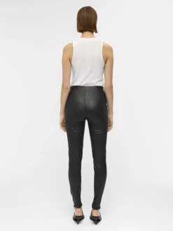 OBJECT Byxor*LÄDERSYDD LEGGINGS Black