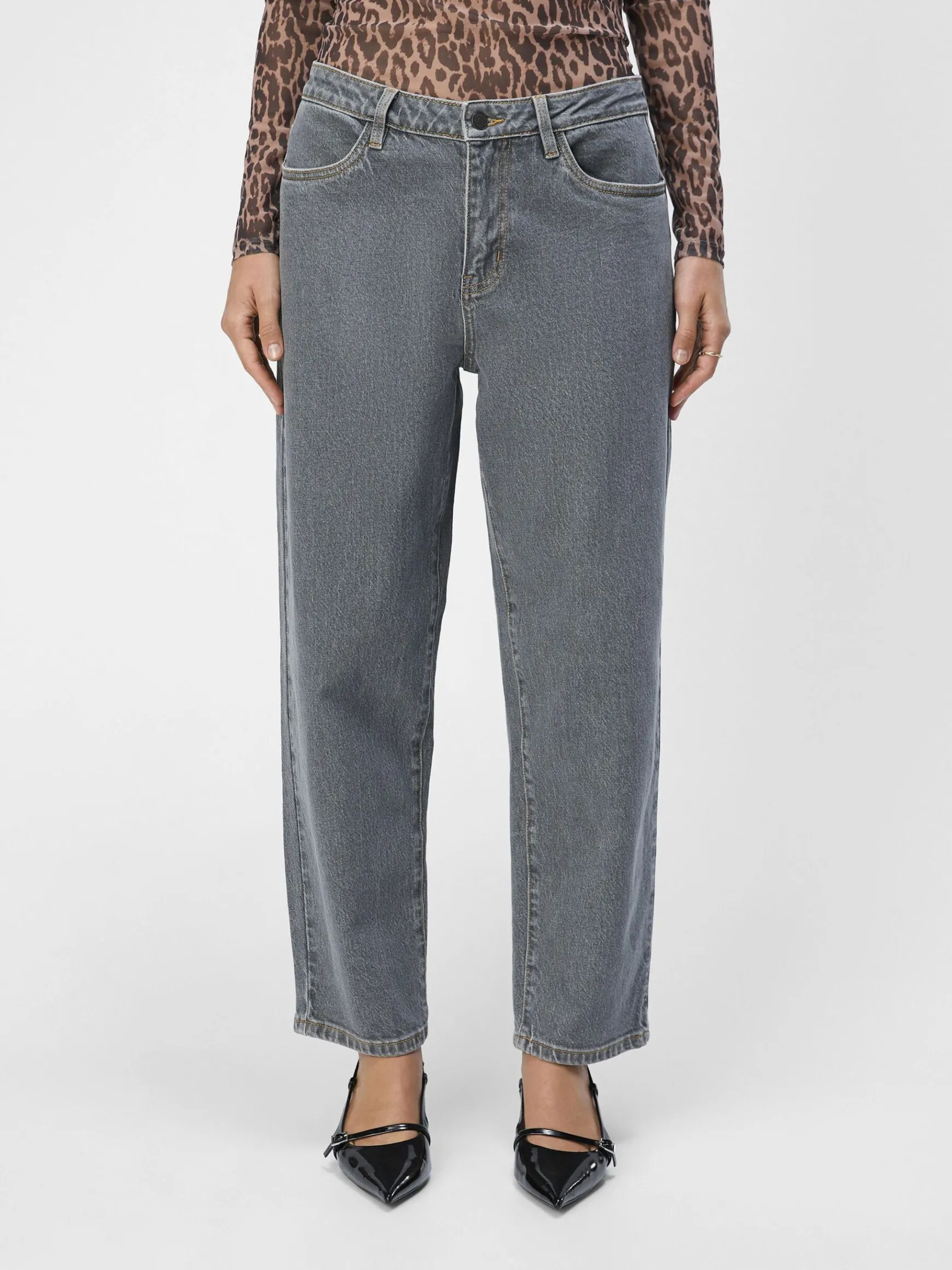 OBJECT Basic|Byxor*LÅG MIDJA JEANS Grey Denim
