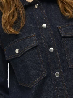 OBJECT Klänningar*LÅNGÄRMAD JEANSKLÄNNING Dark Blue Denim