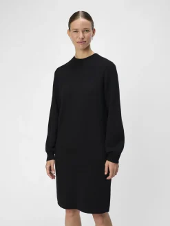 OBJECT Basic|Klänningar*LÅNGÄRMAD STICKAD KLÄNNING Black