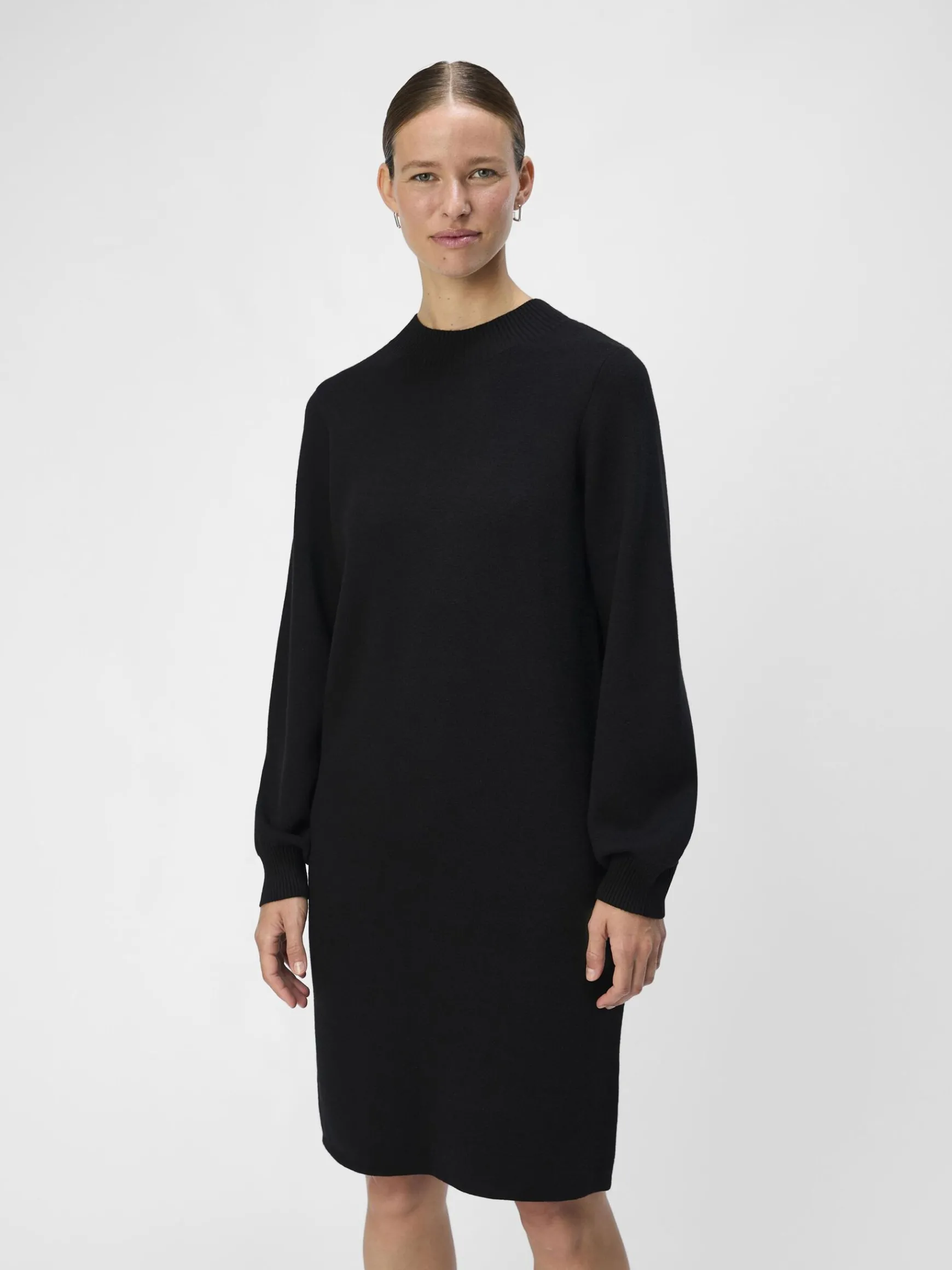 OBJECT Basic|Klänningar*LÅNGÄRMAD STICKAD KLÄNNING Black