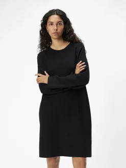 OBJECT Basic|Klänningar*LÅNGÄRMAD STICKAD KLÄNNING Black