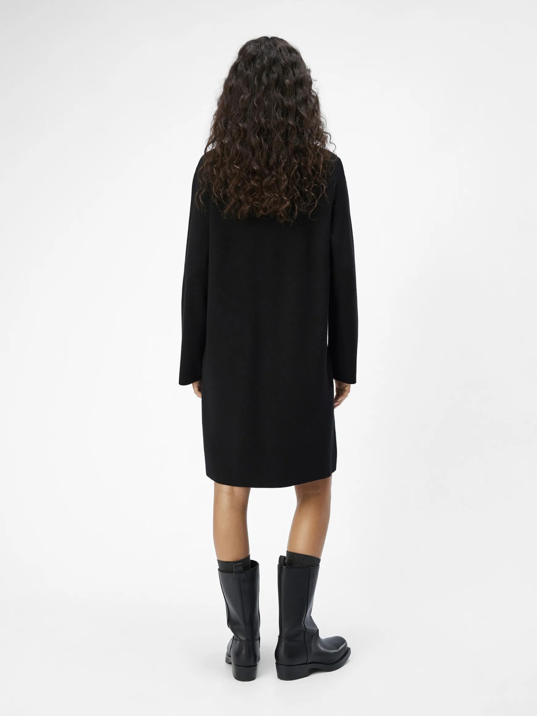 OBJECT Basic|Klänningar*LÅNGÄRMAD STICKAD KLÄNNING Black