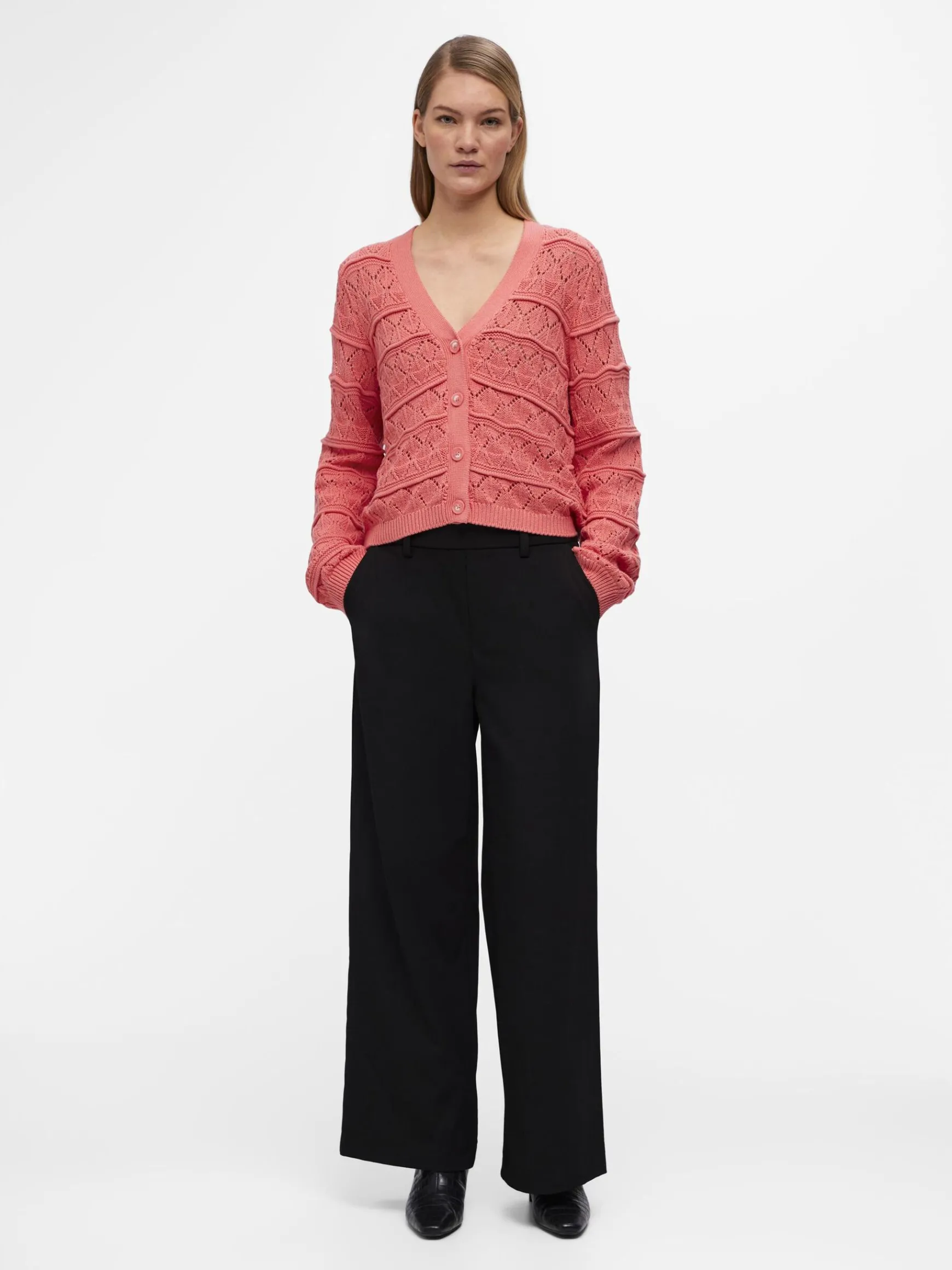 OBJECT Cardigans*LÅNGÄRMAD STICKAD KOFTA Georgia Peach