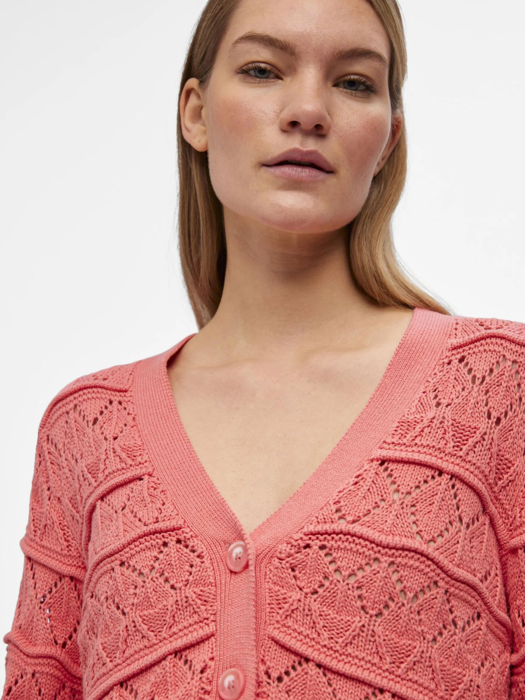OBJECT Cardigans*LÅNGÄRMAD STICKAD KOFTA Georgia Peach