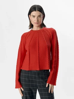 OBJECT Stickat*LÅNGÄRMAD TRÖJA Flame Scarlet