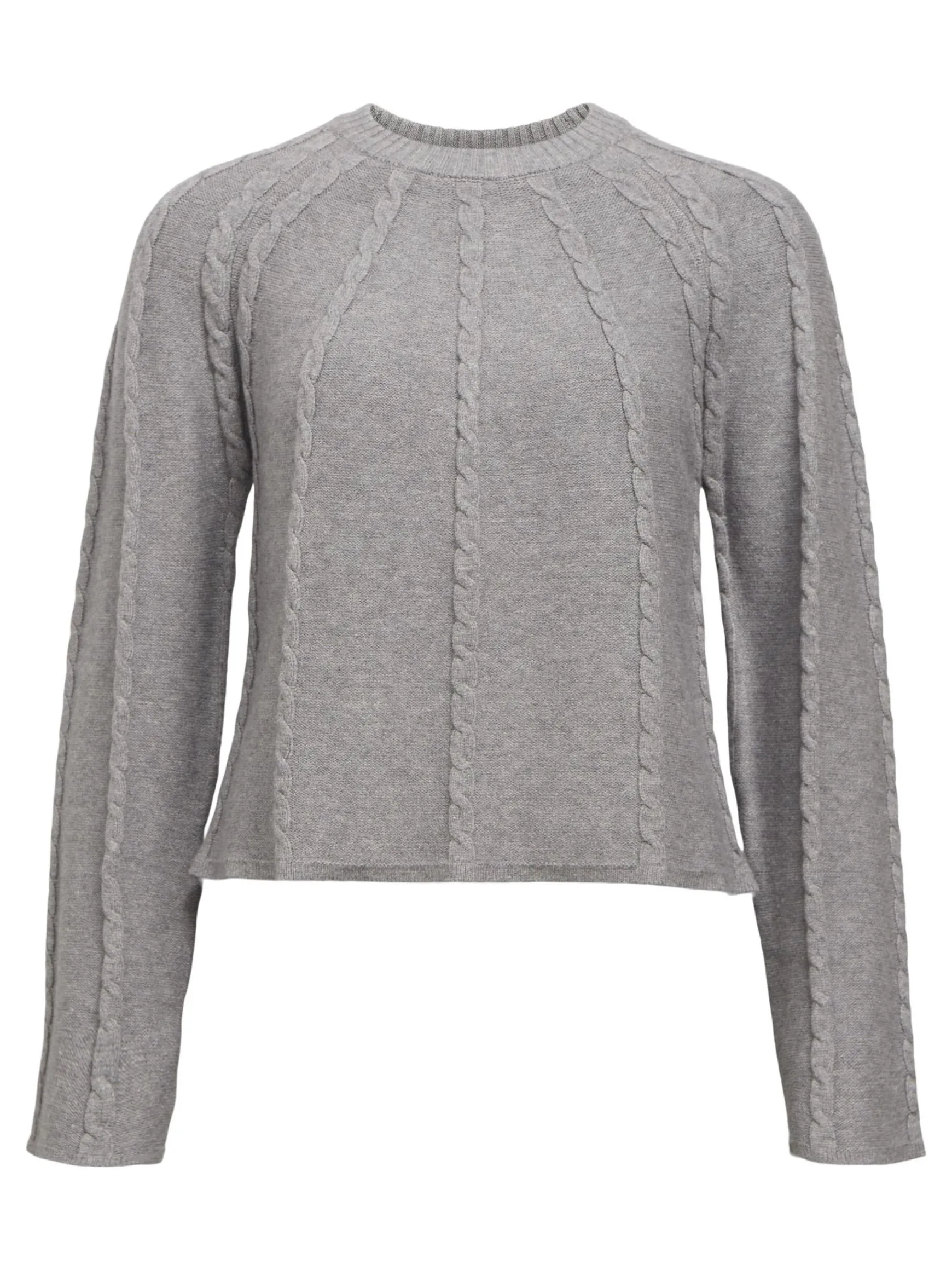 OBJECT Stickat*LÅNGÄRMAD TRÖJA Light Grey Melange