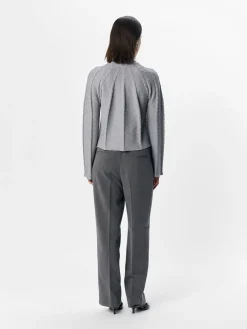 OBJECT Stickat*LÅNGÄRMAD TRÖJA Light Grey Melange