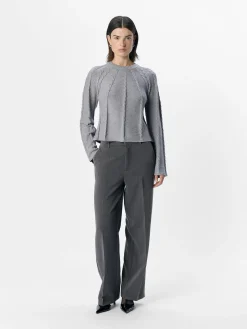 OBJECT Stickat*LÅNGÄRMAD TRÖJA Light Grey Melange