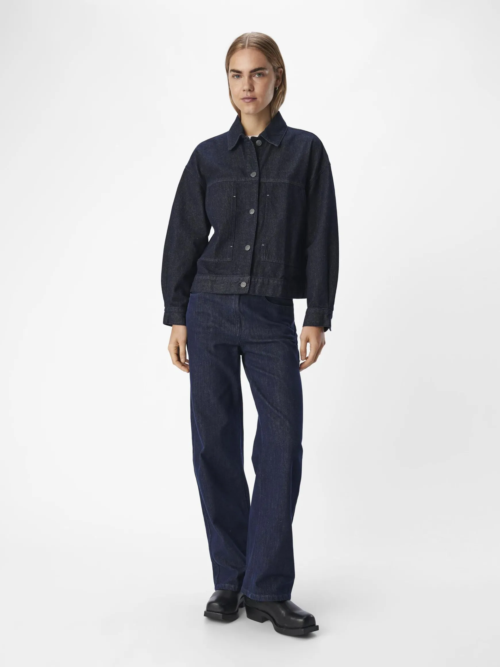 OBJECT Ytterkläder*LÖS PASSFORM JEANSJACKA Dark Blue Denim