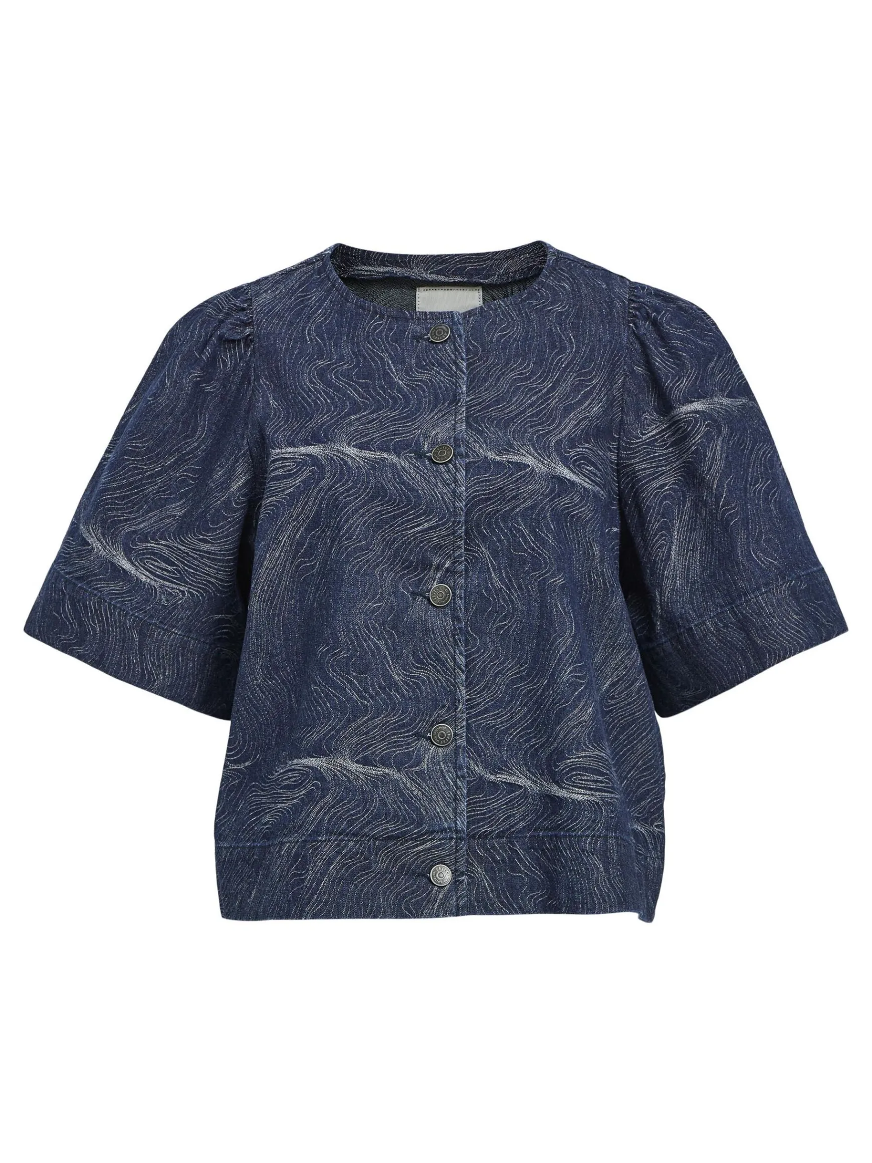 OBJECT Toppar*MED TRYCK JEANSSKJORTA Dark Blue Denim