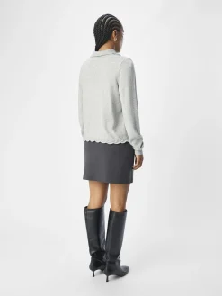 OBJECT Stickat*MELERAD KOFTA Light Grey Melange