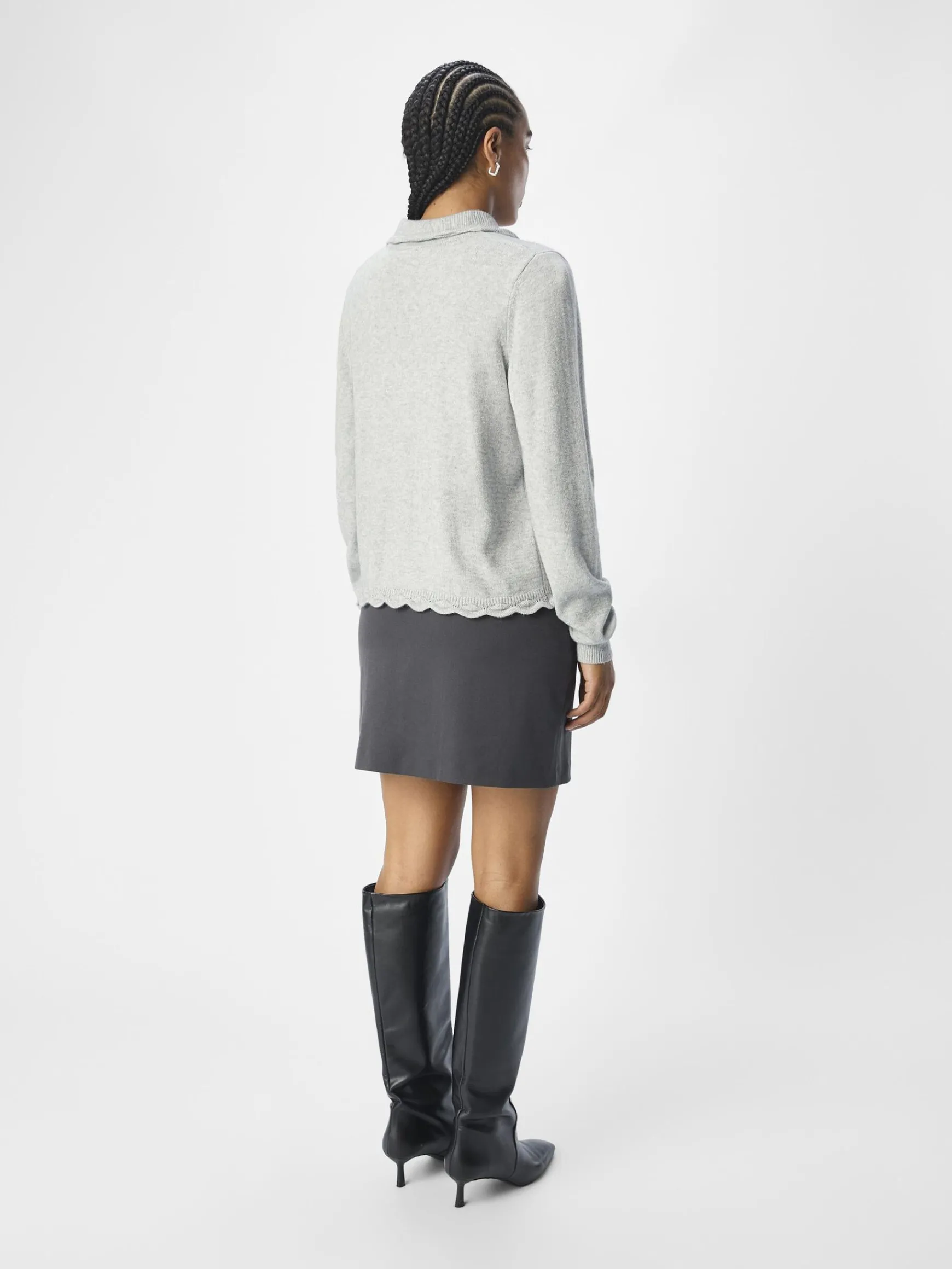 OBJECT Stickat*MELERAD KOFTA Light Grey Melange