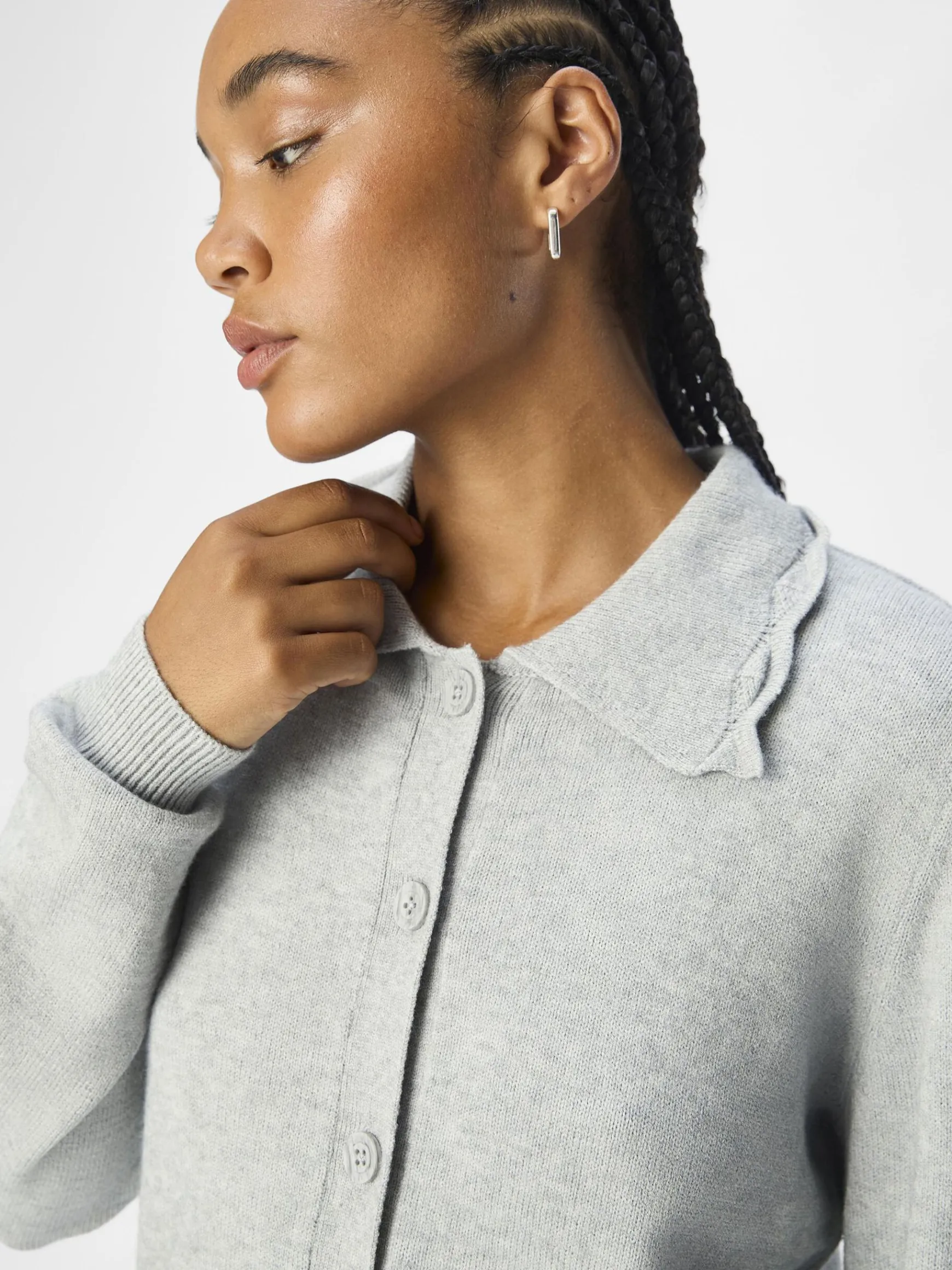 OBJECT Stickat*MELERAD KOFTA Light Grey Melange