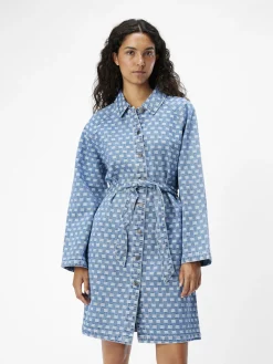 OBJECT Klänningar*MÖNSTRAD JEANSKLÄNNING Medium Blue Denim