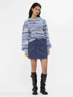 OBJECT Kjolar*NORMAL MIDJA MINIKJOL Dark Denim