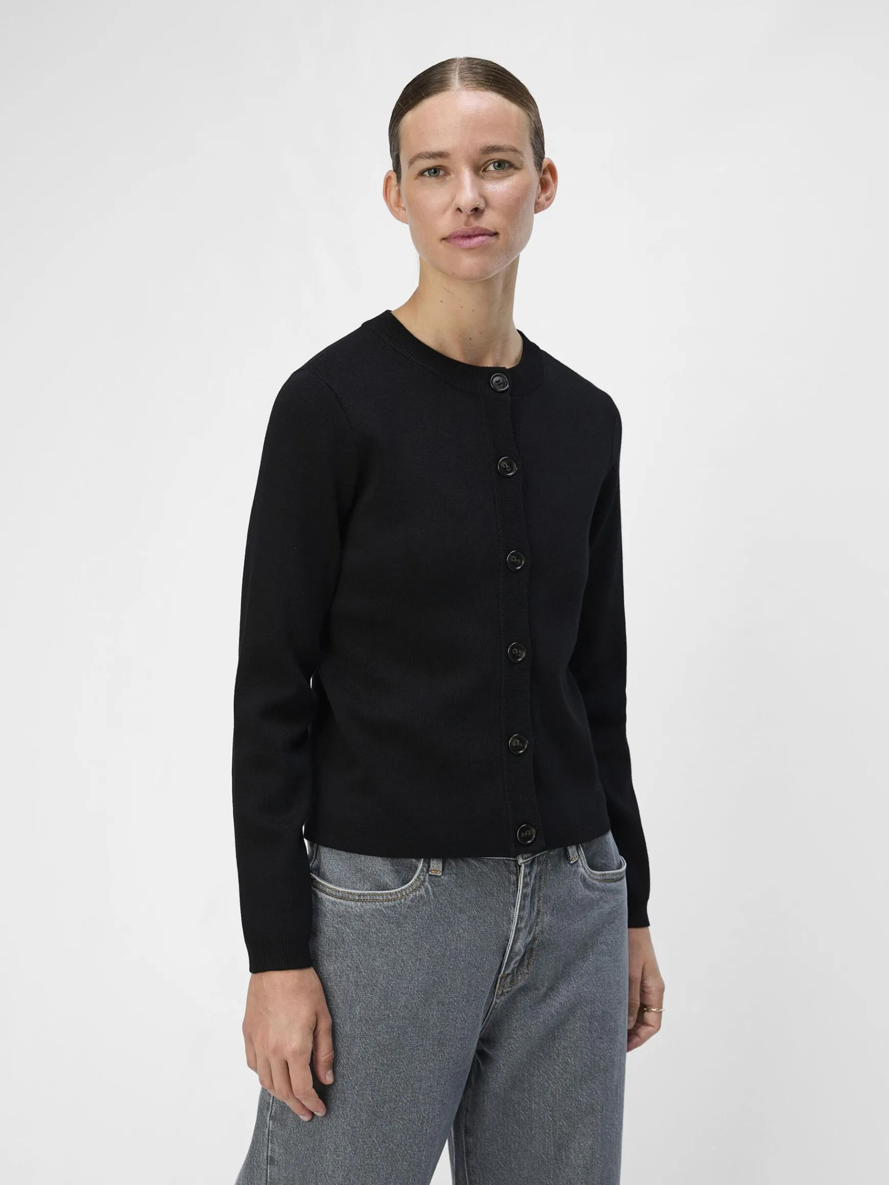 OBJECT Basic|Cardigans*OBJESTER STICKAD KOFTA Black