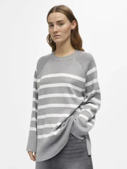 OBJECT Stickat*OBJESTER TRÖJA Light Grey Melange