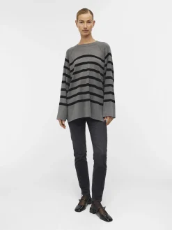 OBJECT Stickat*OBJESTER TRÖJA Medium Grey Melange