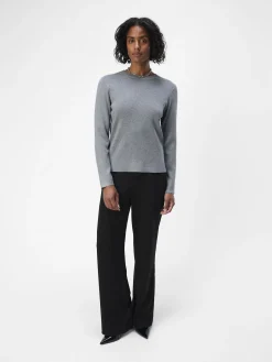 OBJECT Basic|Stickat*OBJESTER TRÖJA Medium Grey Melange