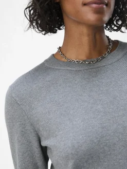 OBJECT Basic|Stickat*OBJESTER TRÖJA Medium Grey Melange