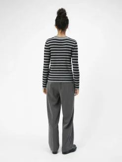 OBJECT Stickat*OBJESTER TRÖJA Medium Grey Melange