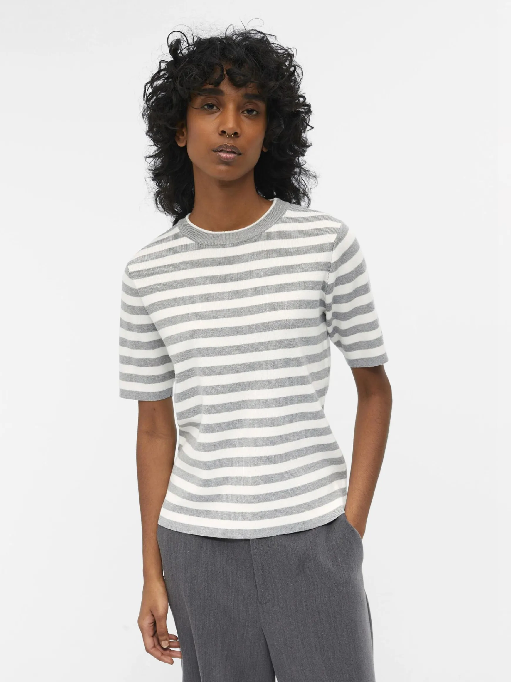 OBJECT Toppar|Stickat*OBJESTER T-SHIRT Light Grey Melange
