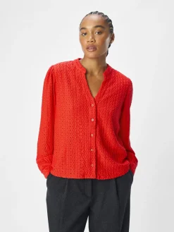 OBJECT Skjortor*OBJFEODORA LÅNGÄRMAD SKJORTA Poppy Red