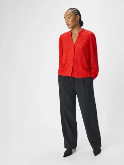 OBJECT Skjortor*OBJFEODORA LÅNGÄRMAD SKJORTA Poppy Red