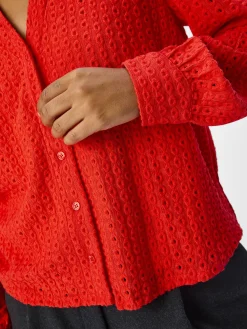 OBJECT Skjortor*OBJFEODORA LÅNGÄRMAD SKJORTA Poppy Red