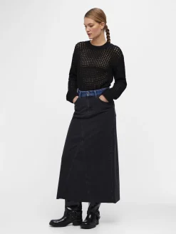 OBJECT Kjolar*OBJHARLOW MAXI JEANSKJOL Black Denim