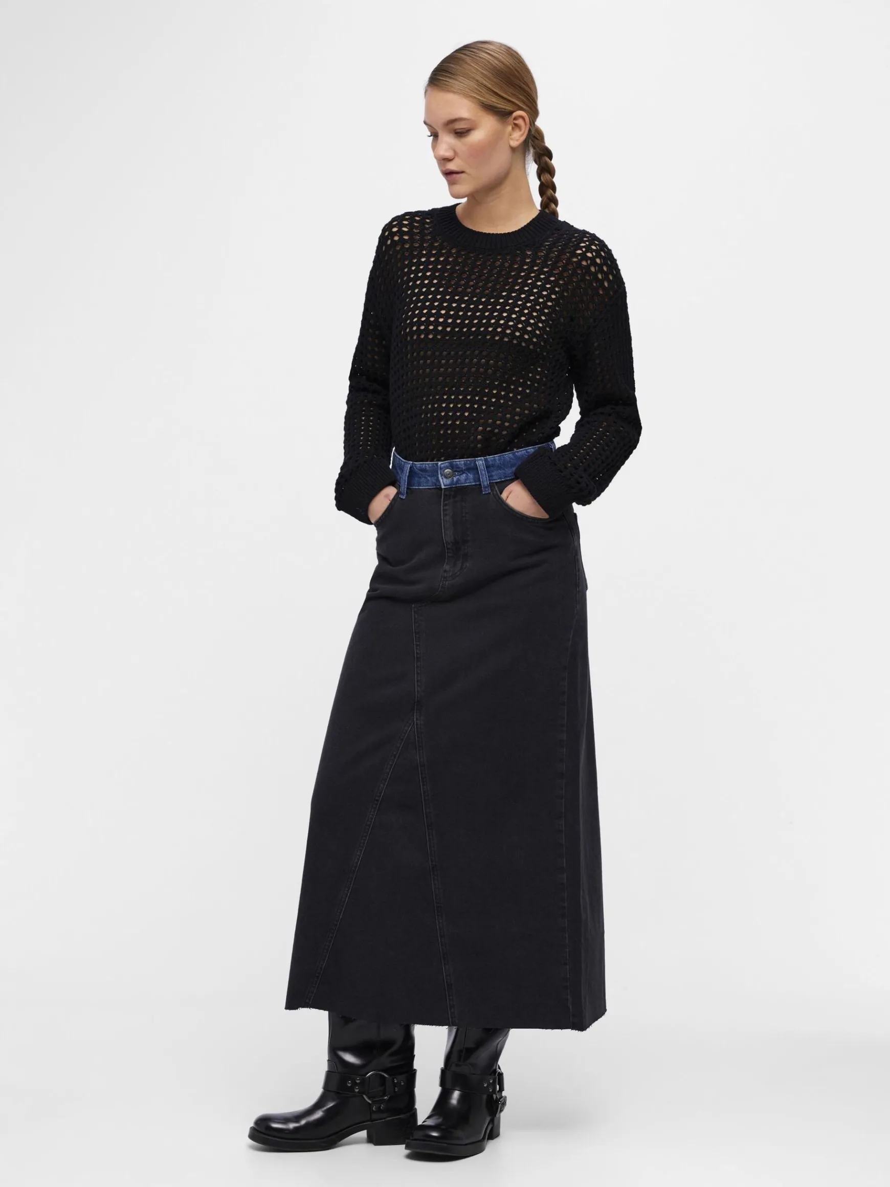 OBJECT Kjolar*OBJHARLOW MAXI JEANSKJOL Black Denim