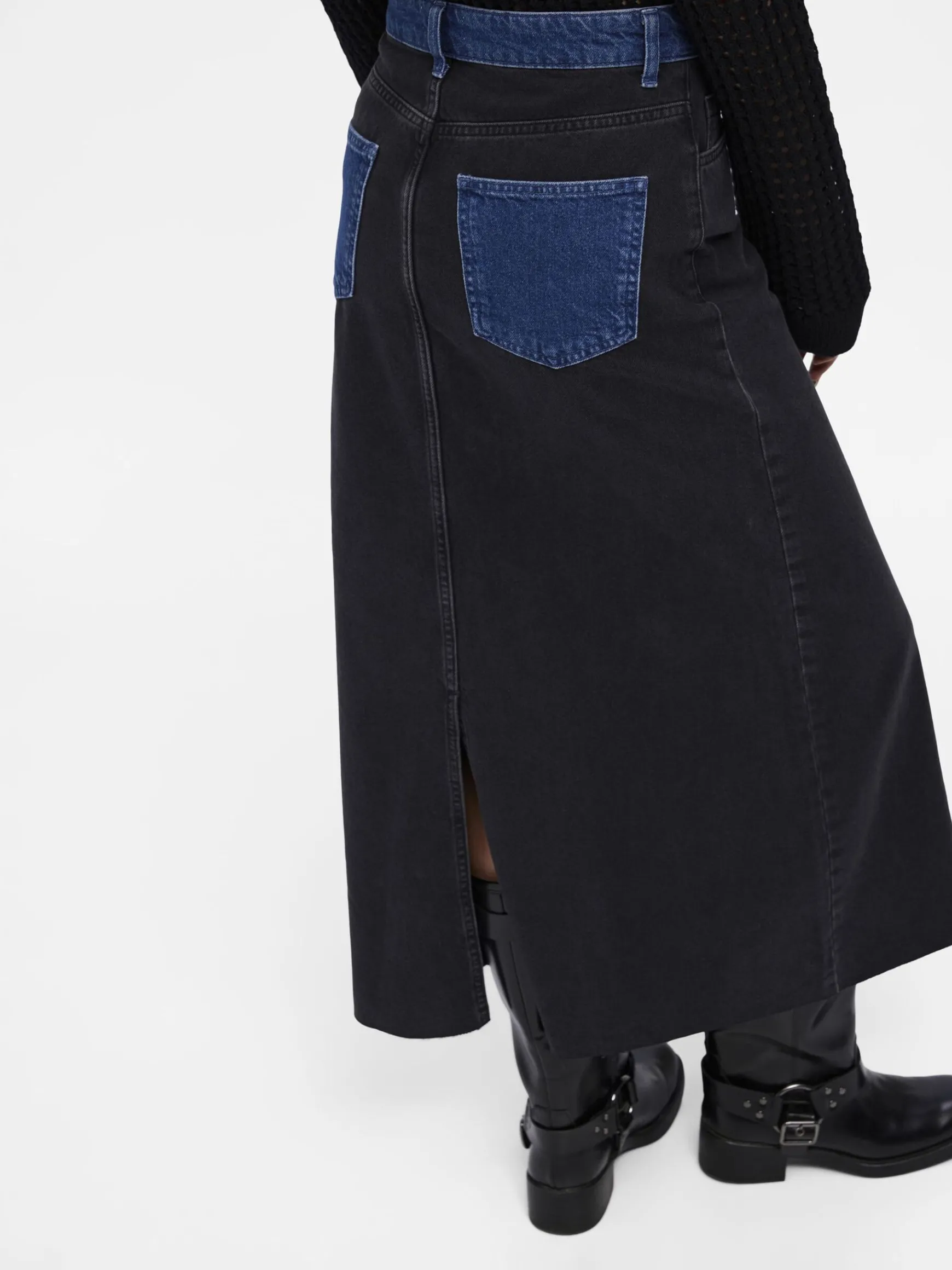 OBJECT Kjolar*OBJHARLOW MAXI JEANSKJOL Black Denim