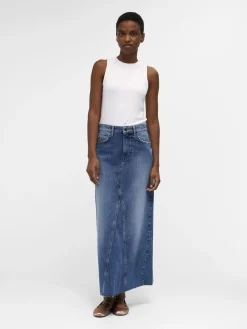 OBJECT Basic|Kjolar*OBJHARLOW MAXI JEANSKJOL Medium Blue Denim