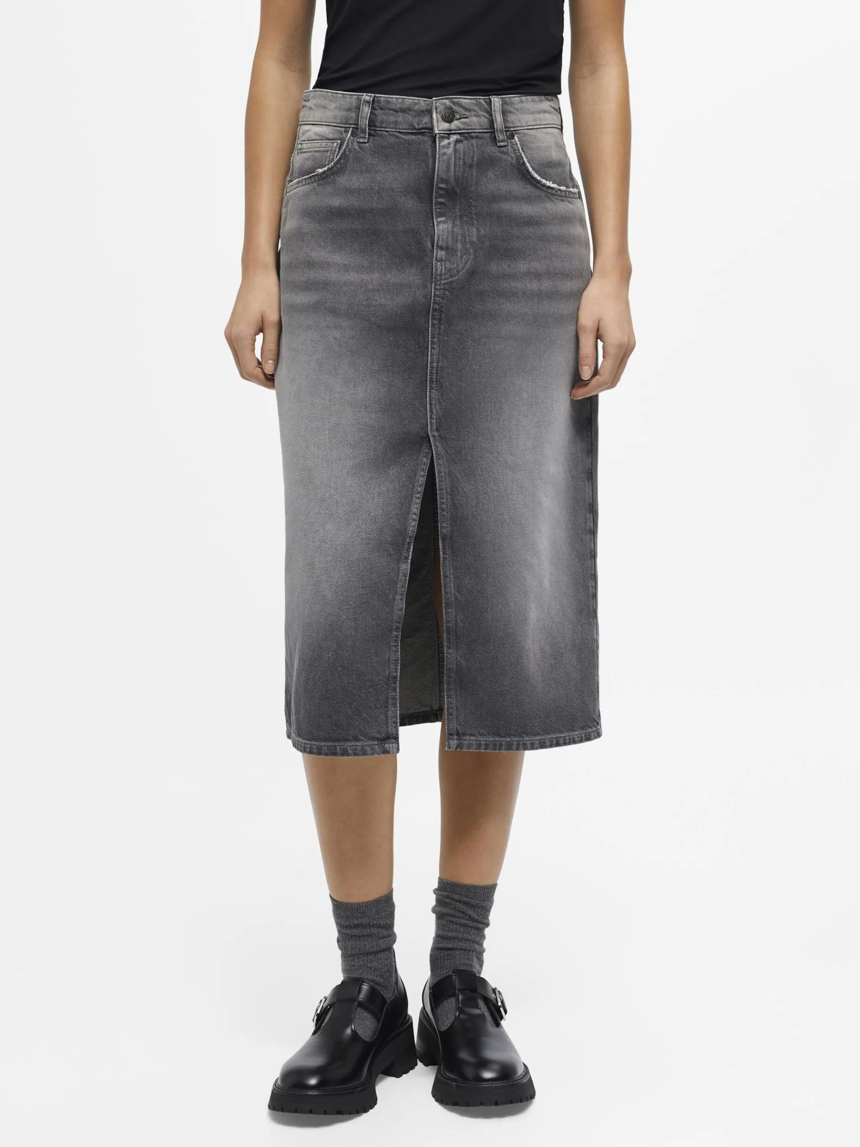 OBJECT Kjolar*OBJHARLOW MIDIKJOL Grey Denim