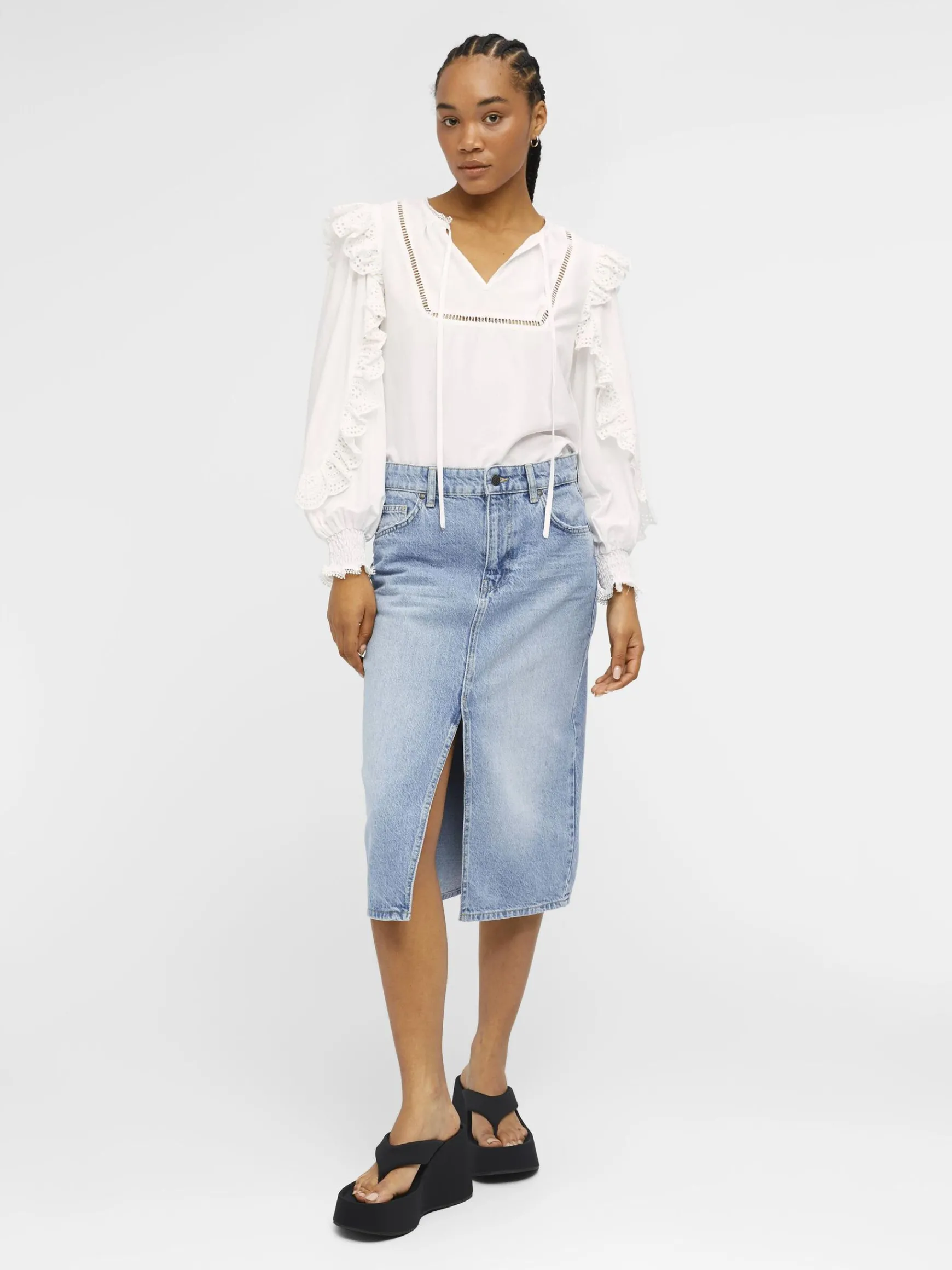 OBJECT Kjolar*OBJHARLOW MIDIKJOL Light Blue Denim
