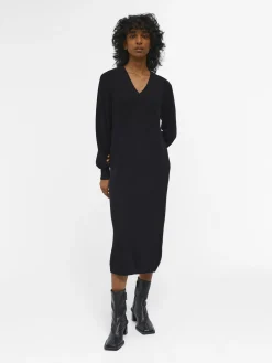 OBJECT Klänningar*OBJMALENA STICKAD KLÄNNING Black