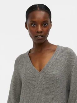 OBJECT Klänningar*OBJMALENA STICKAD KLÄNNING Medium Grey Melange