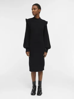 OBJECT Klänningar*OBJMALENA STICKAD KLÄNNING Black